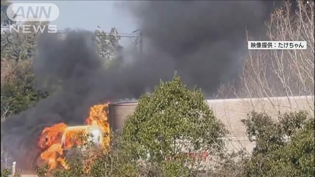 飛び火して…別の火災も　高速道路でトラック炎上　熊本・人吉市