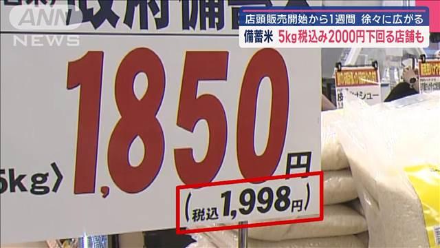 随意契約の備蓄米 5kg税込み2000円下回る店舗も　店頭販売開始から1週間 徐々に…
