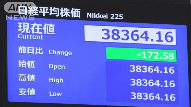 日経平均　150円余り値下がりで取引始まる　中東情勢への警戒感から