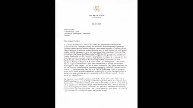 トランプ氏　EU・メキシコに30％の関税　SNSに書簡を公表　8月1日から発動と揺さぶり