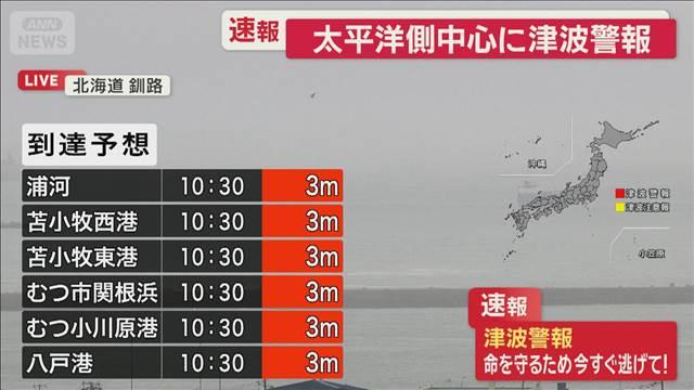【津波警報】カムチャツカ半島でM8.7 北海道、千葉県、愛知県など広い地域に津波警報