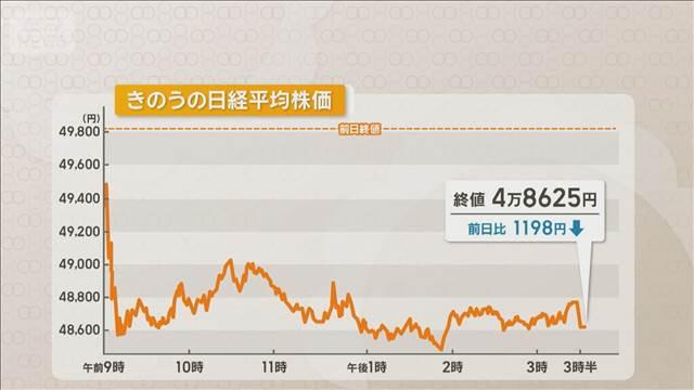 エヌビディア祭り一転 21日の日経平均終値1100円超下落 「下げ一辺倒ではない」見方も
