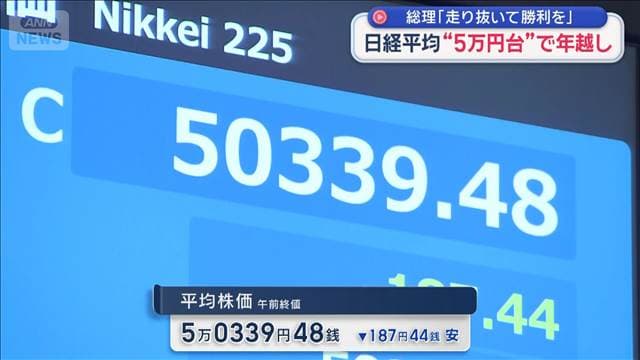 日経平均株価　“初5万円台”で年越し　高市総理「走り抜いて勝利を」