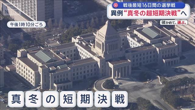 異例“真冬の超短期決戦”へ　戦後最短16日間の選挙戦