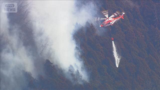 秩父の山火事4日目　延焼面積115haに拡大　雪でヘリの放水中止　鎮火めど立たず