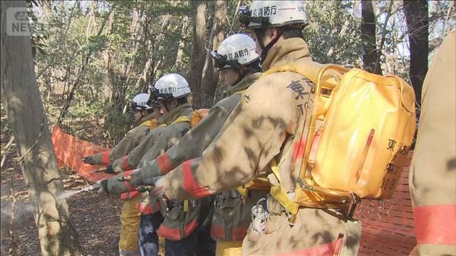 実際の林野で大規模火災対応訓練　岩手・大船渡市などの林野火災受け　東京消防庁