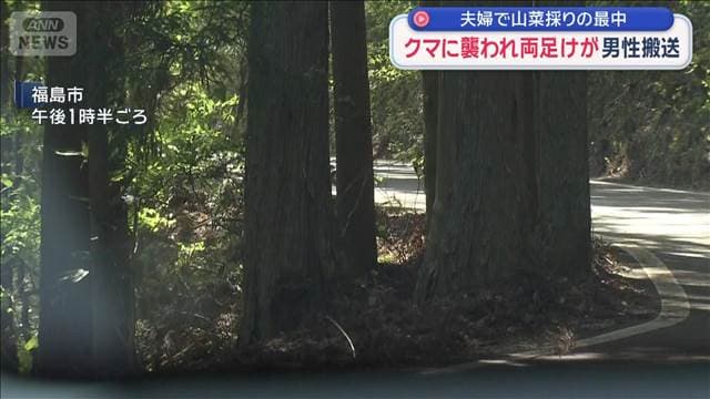 クマに襲われ両足けが　男性搬送　夫婦で山菜採りの最中