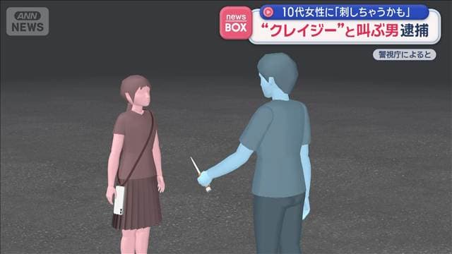 “クレイジー”と叫ぶ男逮捕　10代女性に「刺しちゃうかも」