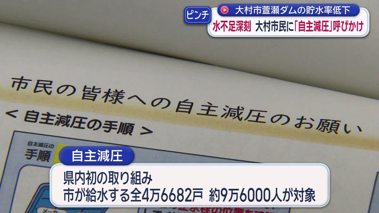 大村市萱瀬ダムの貯水率低下　水不足深刻　大村市民に「自主減圧」呼びかけ