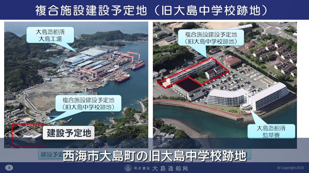 中学校の跡地に複合施設「活気のある笑い声が戻ってくれば」　大島造船所が出資・運営２０２７年春開業