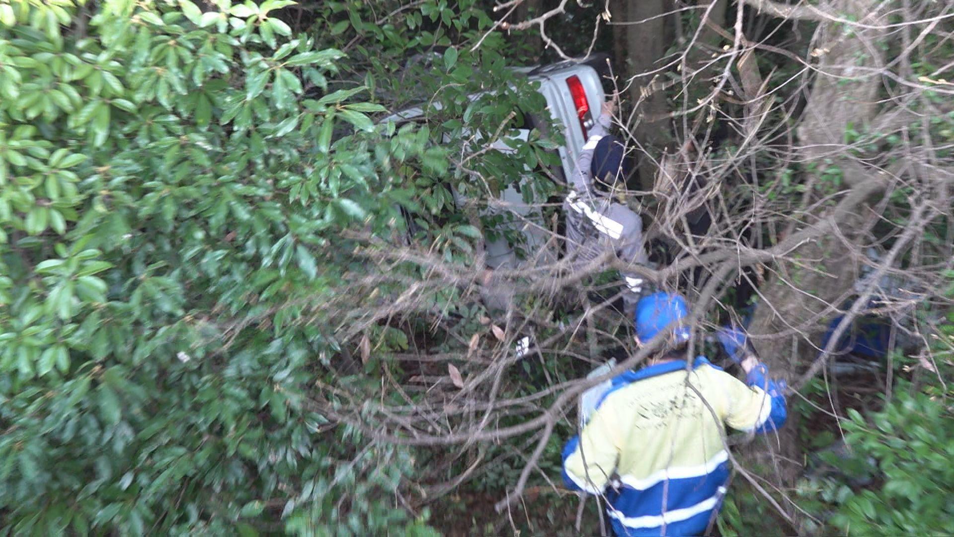 鍋冠山展望台の駐車場から車が転落…運転手の７０代女性がけが