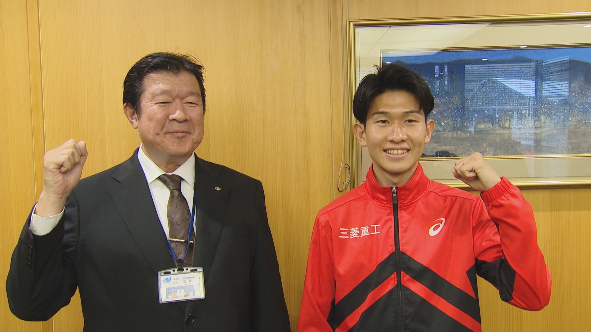 0414三菱重工マラソン部の近藤亮太選知事を表敬