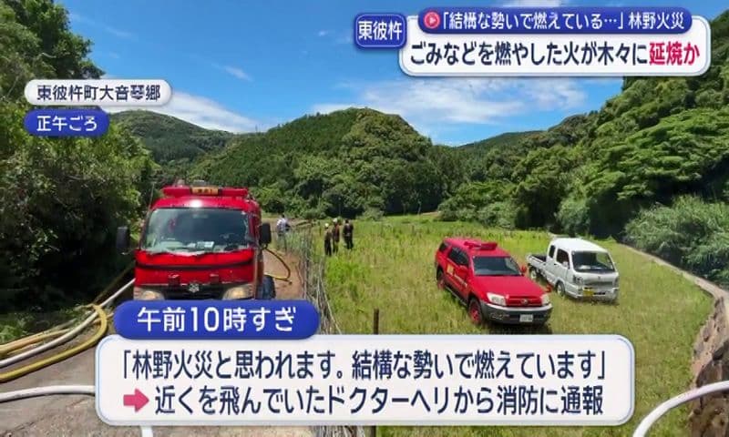 ごみなどを燃やした火が木々に延焼か…東彼杵町で林野火災
