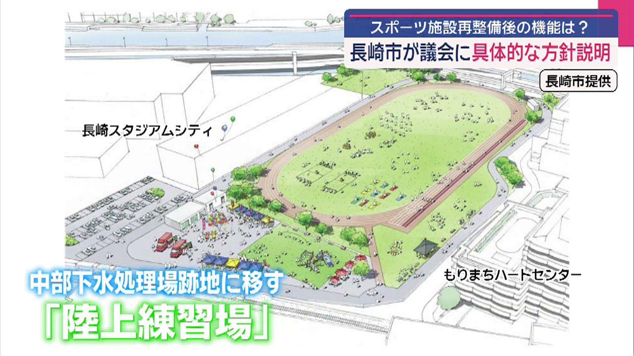 「散歩やジョギングに利用できる６００ｍ外周路整備を検討」　平和公園内のスポーツ施設再整備で方針説明