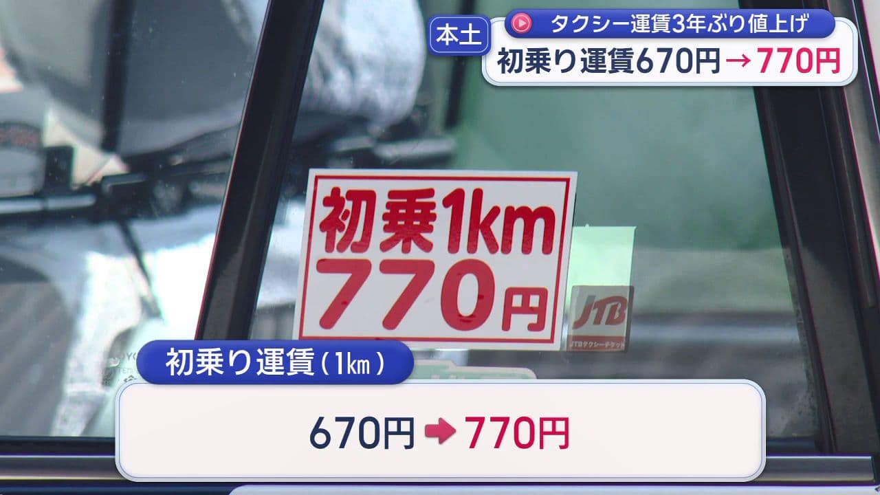 初乗り運賃670円→770円に 長崎本土ブロックのタクシー運賃が約3年ぶり値上げ