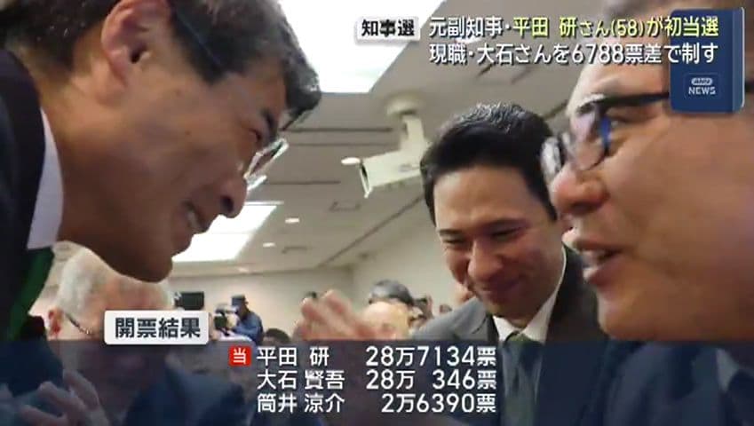 【長崎】県知事選　新人・平田研氏が現職破り初当選