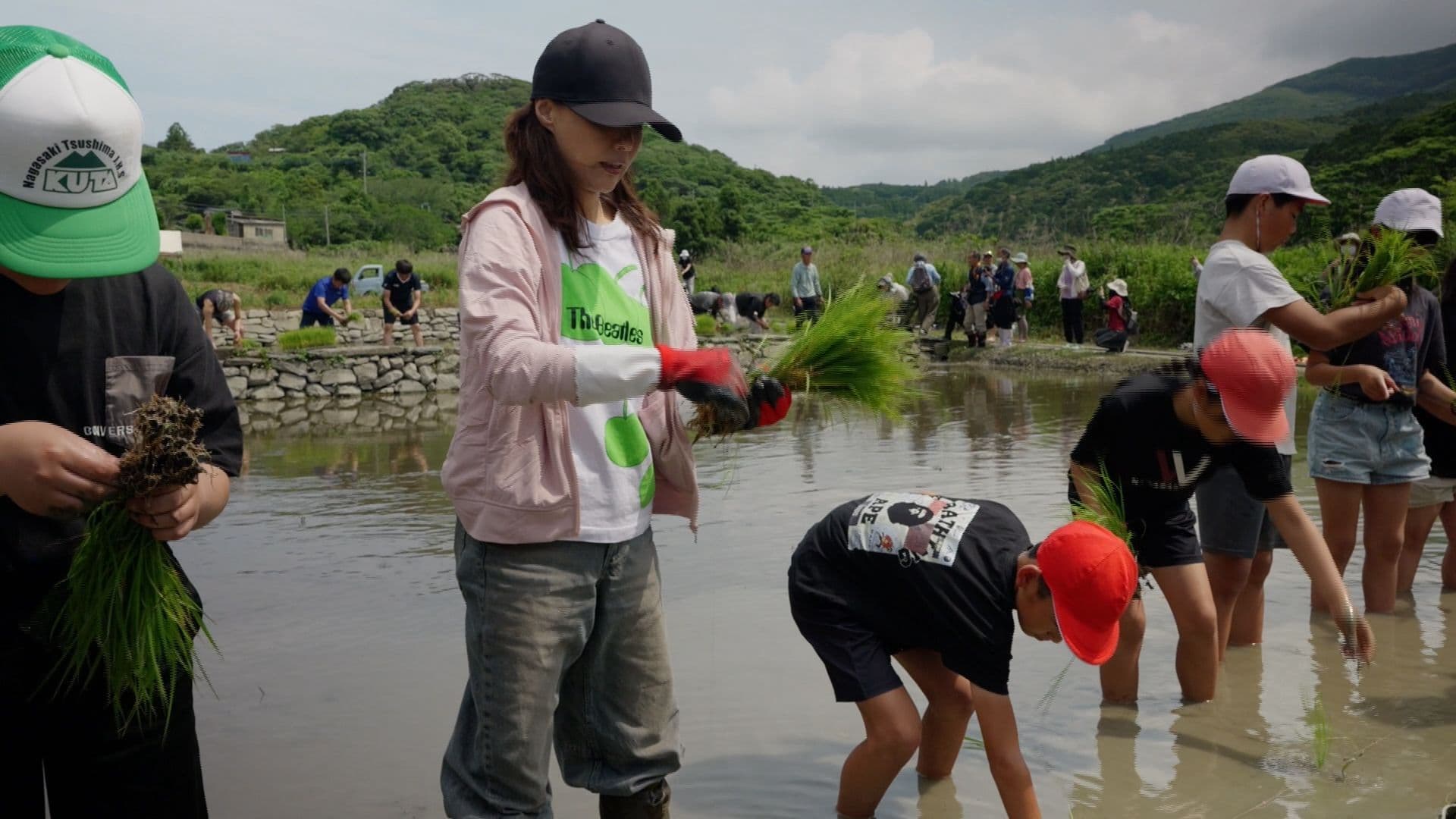 相川七瀬さん｢すごく赤米に力をもらっている｣対馬市で小中学生と赤米の田植え 