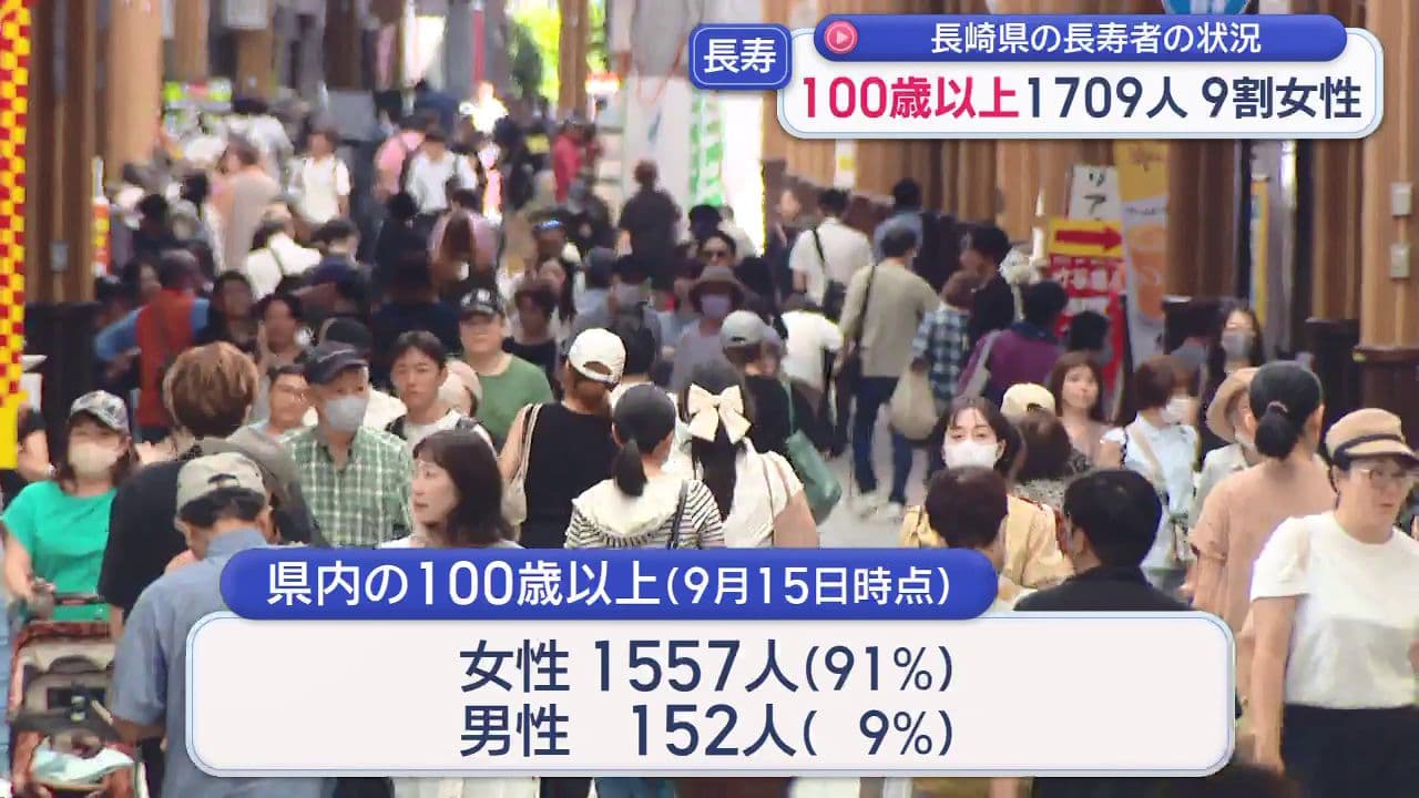 長崎県に住む100歳以上は1709人  女性が9割の1557人