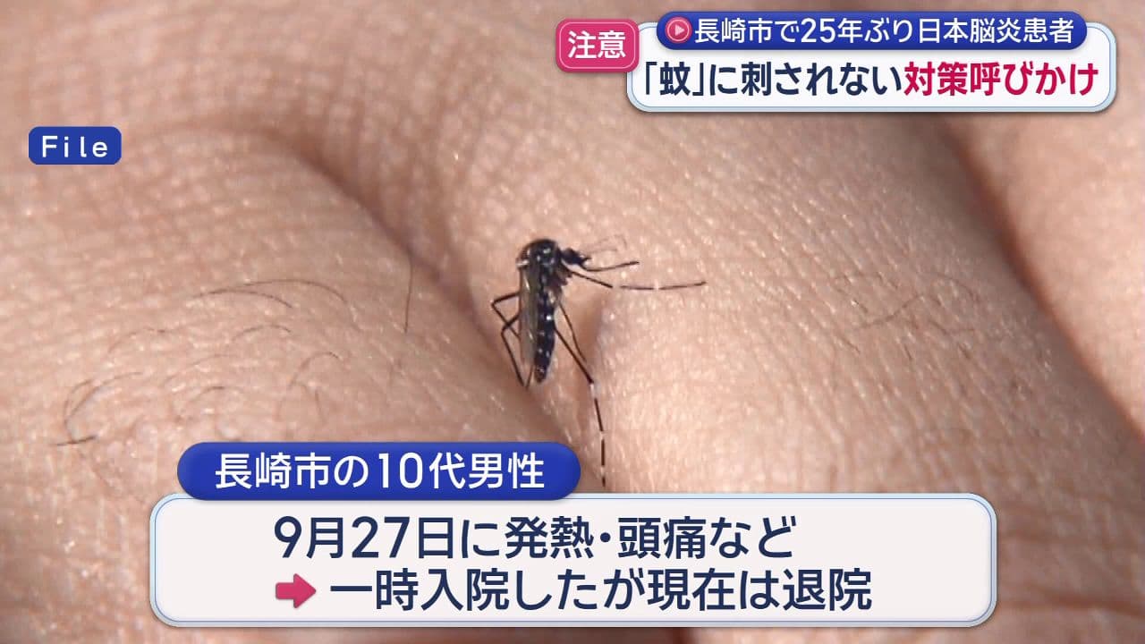 「蚊」に刺されない対策呼びかけ　長崎市で２５年ぶりに日本脳炎患者が発生
