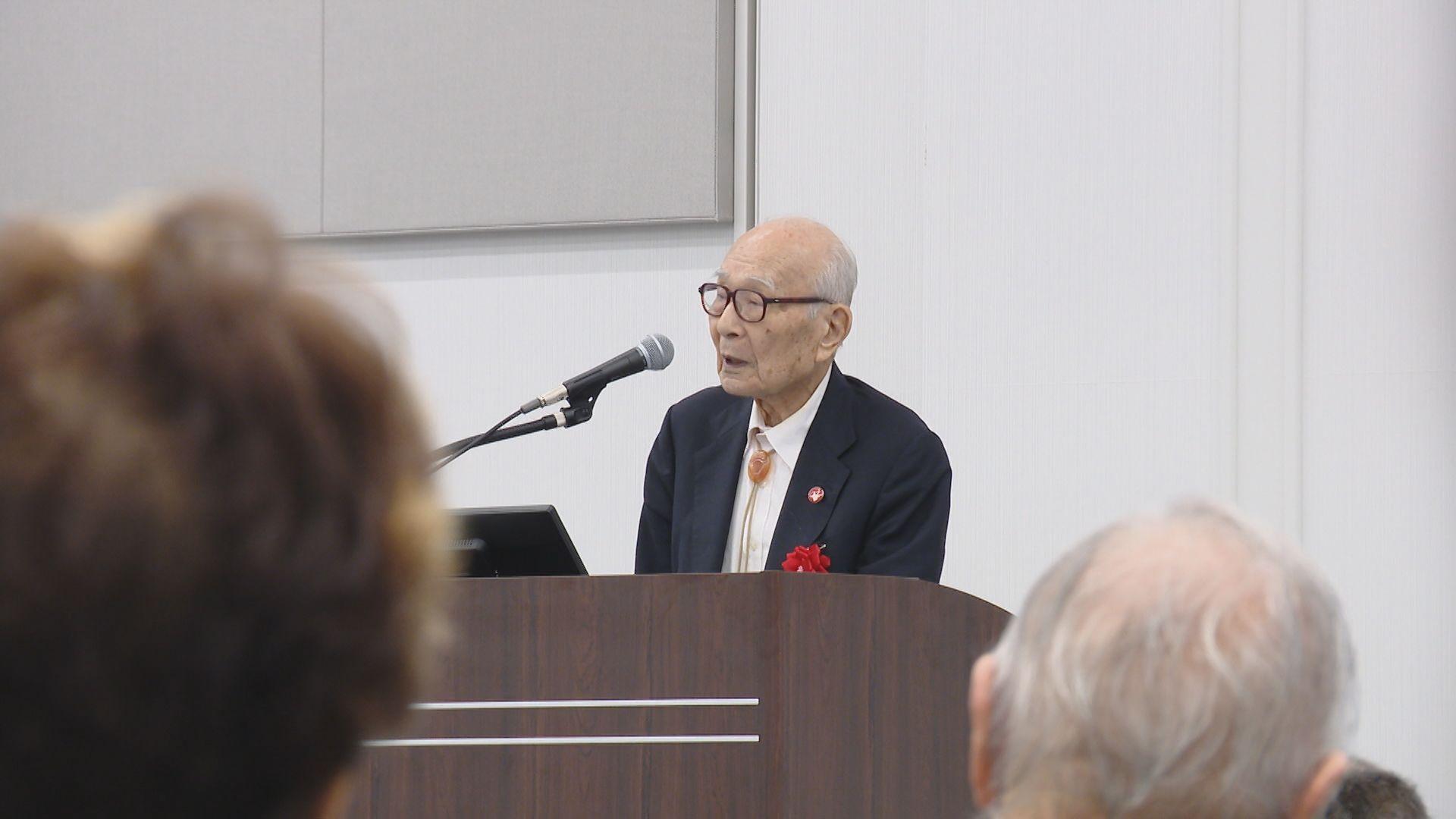 日本被団協の代表委員 田中熙巳さん(９３）が被爆証言を収録し講演　核なき世界へ 若者たちに呼びかけ