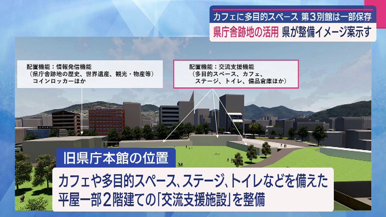 県庁跡地にカフェや多目的スペースなどを整備　県がイメージ案示す
