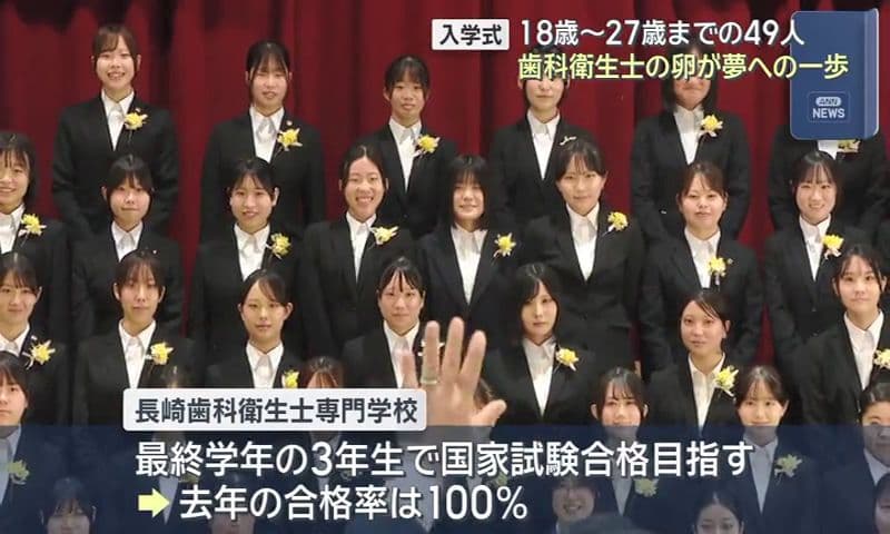 「３年生で国家試験合格へ」　歯科衛生士目指す４９人が入学