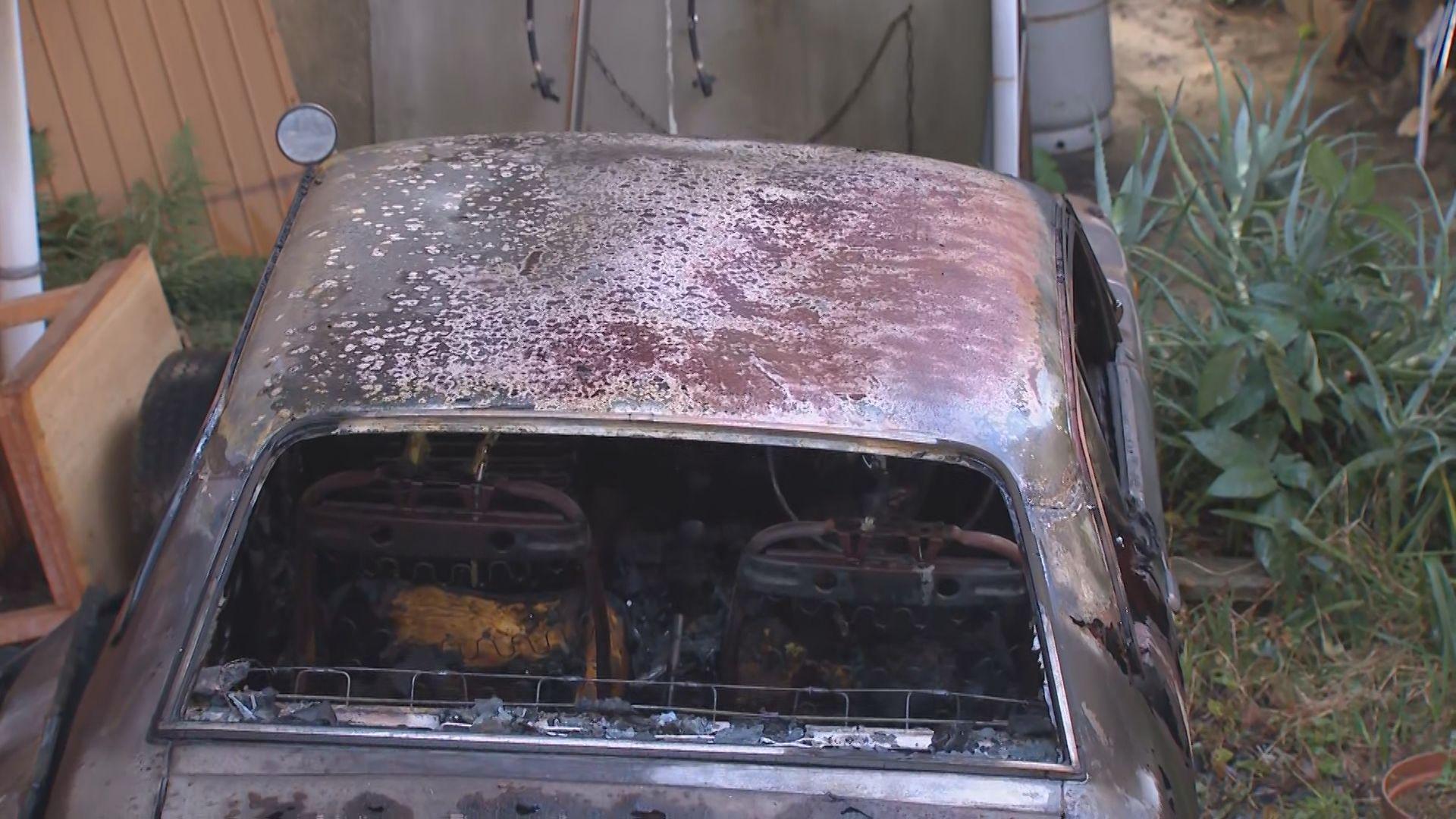 佐世保市で無人の車が炎上 車の所有者不明 延焼･けが人なし