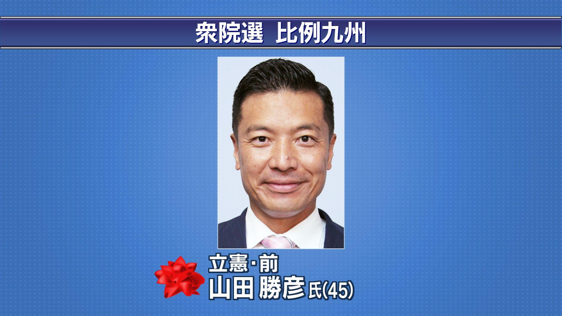 【速報】衆院選長崎２区　山田勝彦さん（４５）比例九州で復活当選