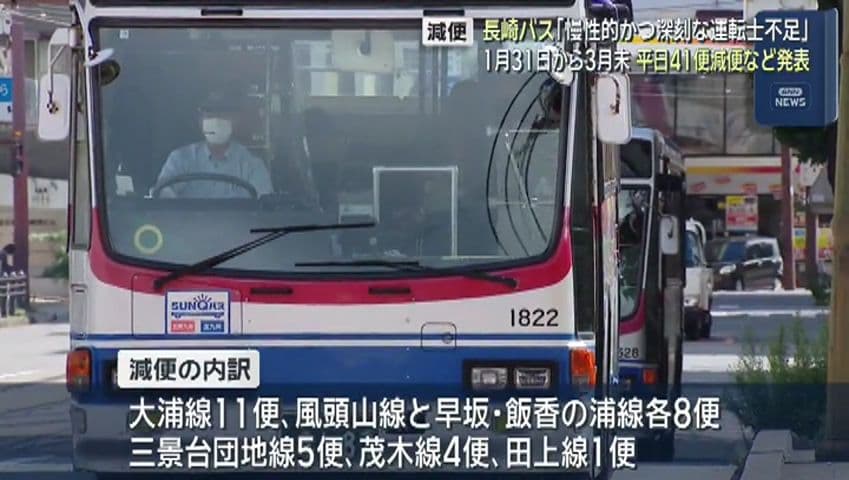 長崎バス平日４１減便３１日から３月末まで