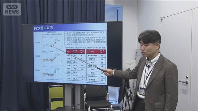 30年に1度の記録的少雨 今後1カ月続く見込み 節水や火災など注意呼びかけ 気象庁